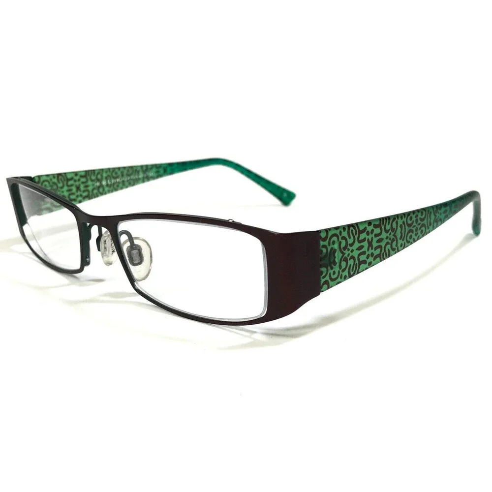 KLiiK Eyeglasses Frames 428 422 Brown Matte Green Rectangular Full Rim 47-16-135